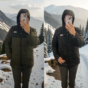 The Reversible North Face Black and Olive & Solid Quilted Jacket